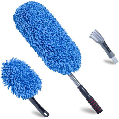 3 Stück Blau Weicher Duster Auto Detail Bürste Mikrofiber Legierung Rad Bürste Mit Langen Griff