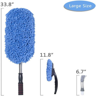 3 Stück Blau Weicher Duster Auto Detail Bürste Mikrofiber Legierung Rad Bürste Mit Langen Griff