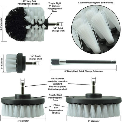 5 Stück 2,5 Zoll Bohrmaschine Schrubber Bürste Power Schrubber Bürste Bohrmaschine Anschluss für Auto Detail