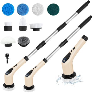 9 in 1 elektrischer Spin-Scrubber mit verstellbarem Griff