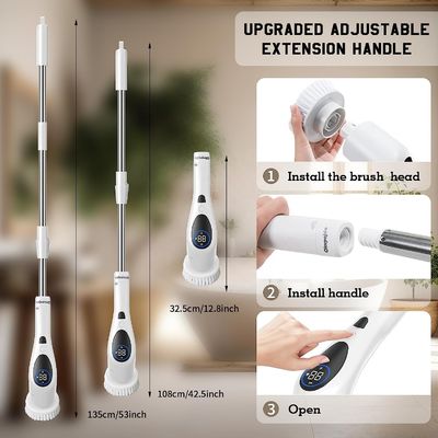 9 in 1 elektrischer Spin-Scrubber mit verstellbarem Griff