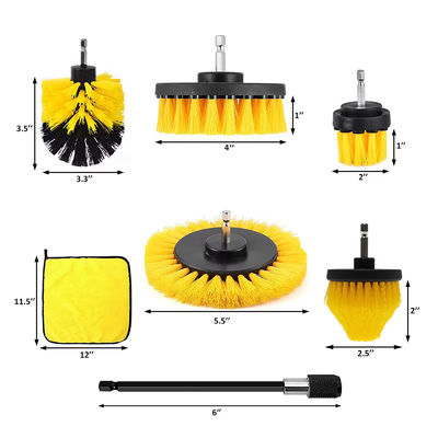 7 Stück Gelb Farbe Bohrer Reiniger Pinsel Set Langlebiger Bohrer Anschluss Für Auto Reinigung