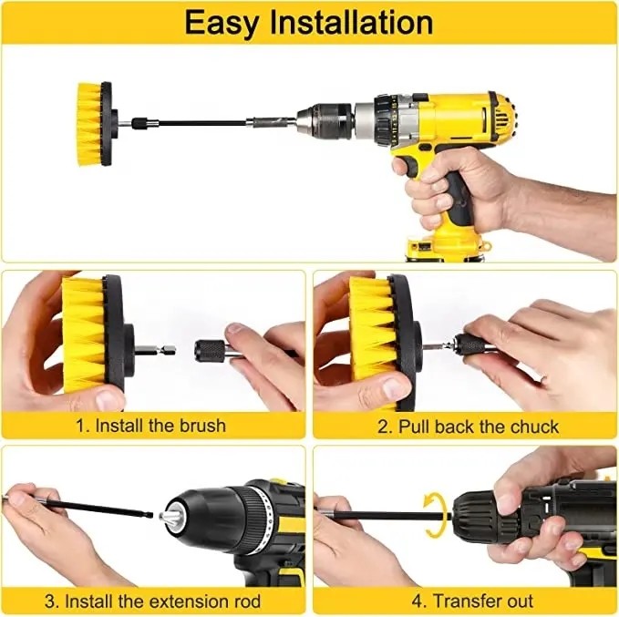 Bohrbürste für die Reinigung - Power Scrubber Brush Towel Kit mit Extend-Befestigung für Auto View More