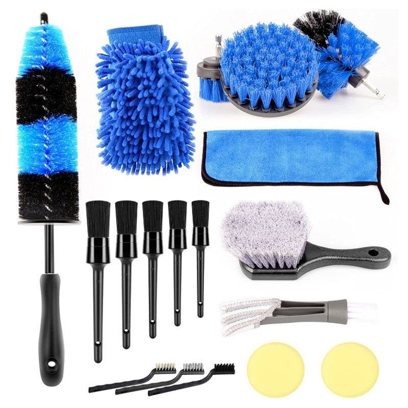 18 PCS Auto-Detail-Bürsten Auto Wasch-Bürsten-Kit zum Reinigen von Auto-Rädern
