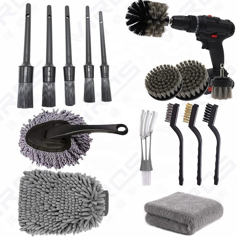 Neueste Grau Auto Reinigung Set 16PCS Auto Reinigung Werkzeuge für Autowaschmaschine unterstützte Produkte