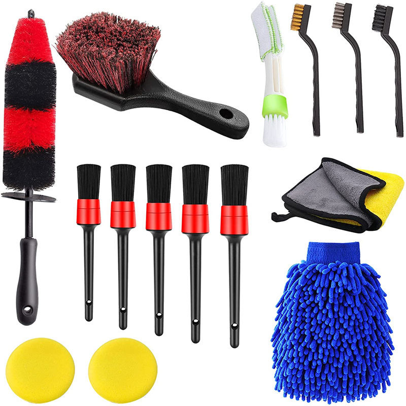 12PCS Auto Car Detail Brush Vent Reiniger Tool Kit für Reifen Armaturenbrett Innen Außen