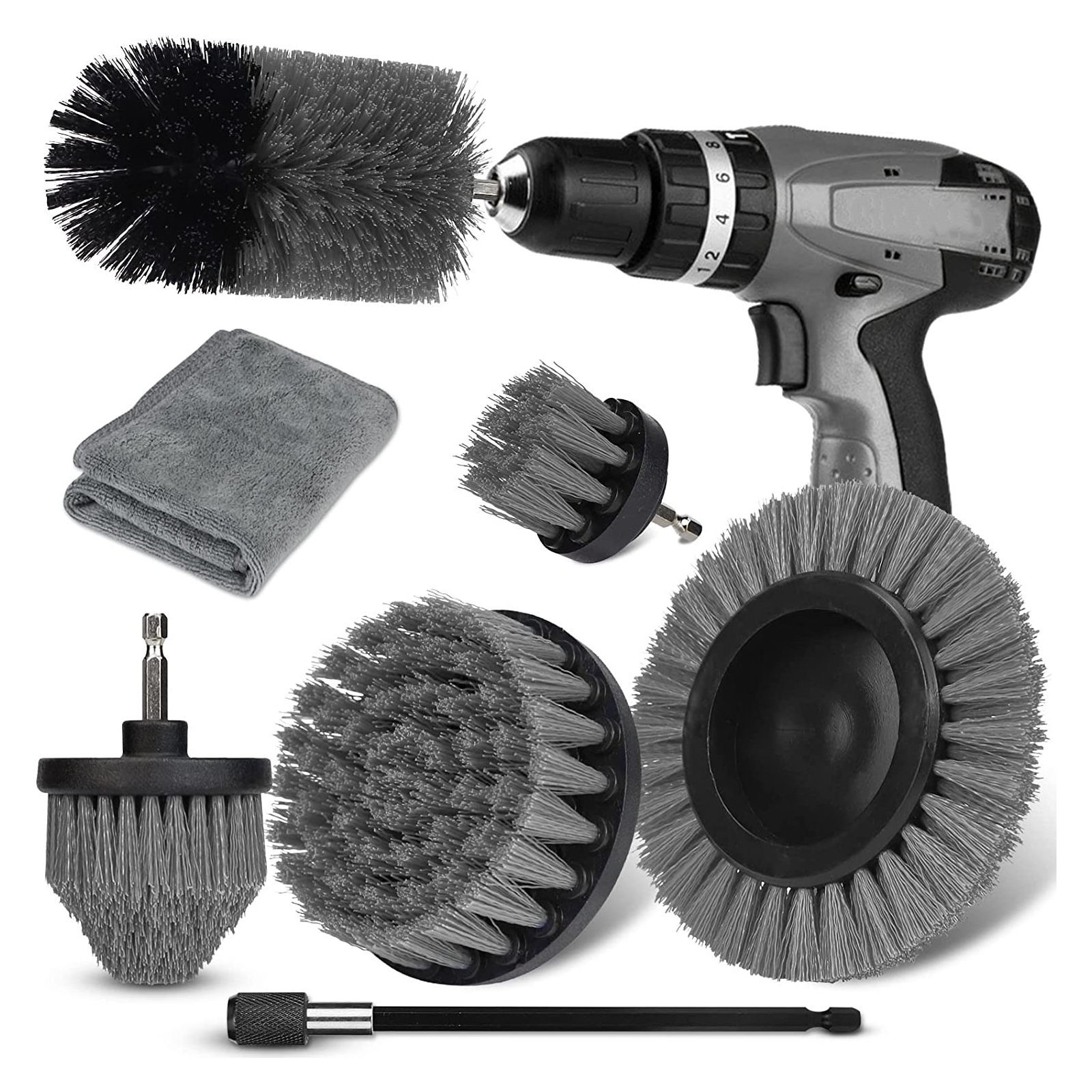 Graue Bohrbürste Erweiterung Scrubber kabellose 9PC Custom