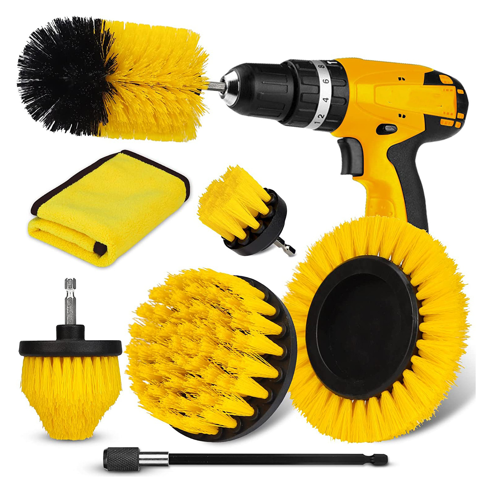 7 Stück Bohrbürsten Power-Scrubber Reinigung für Autofelgen Küche